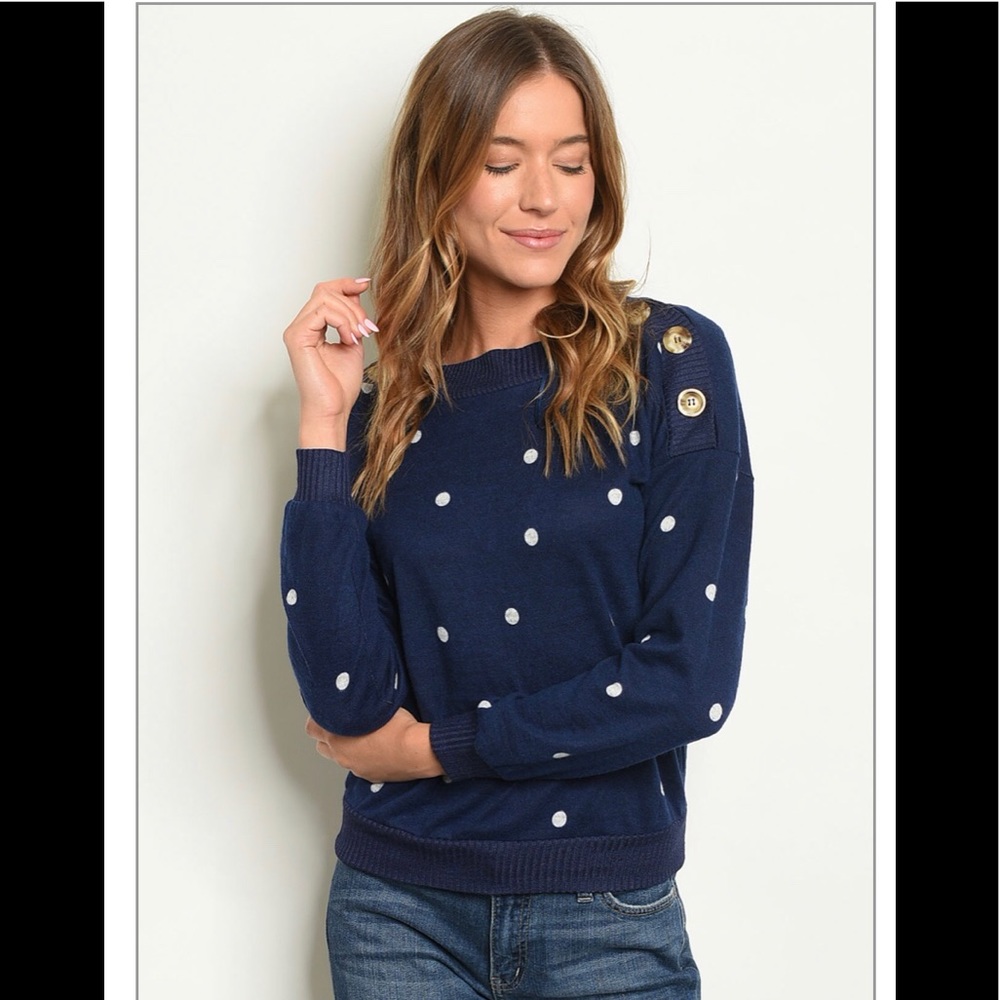 Navy Polka Dot Sweater